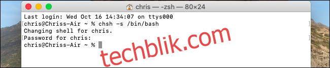 如何在 macOS Catalina 上将默认 Shell 更改为 Bash