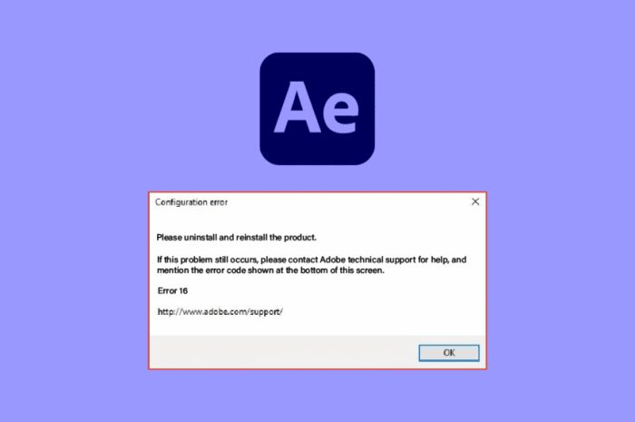 修复 Windows 10 中的 Adob​​e After Effects 错误 16
